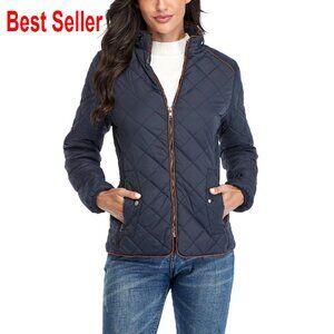 Lightweight Quilted Jacket Stand Collar Zip Winter Coat Chic Minimal Style